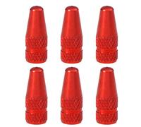 VORCOOL 6Pc Aluminium Alloy French Valve Caps for Bicycle, MTB, Road Bike Tyres - Anodized, Dust Covers, Red