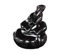 VORCOOL Ceramic Glaze Incense Smoke Cone Burner Backflow Censer Tower Holder (Black)