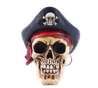 VORCOOL Horror Pirate Skull Head Ornament Cracked Grain Resin Sculpture Decor Resin Adornment Decorations for Home Office Halloween Home Decoration