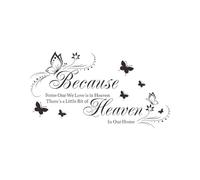 VORCOOL Wall Sticker Sayings Because Someone We Love is in Heaven There's a Little Bit of Heaven In Our Home Butterfly Wall Decals Quotes