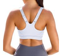 Vorcy Adjustable Sports Bras for Women High Impact Sports Bras Padded Racerback High Support Bras Workout Bra Yoga Bra with Sewn-in Pad White