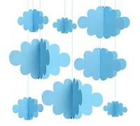 Vordpe 16-Pack Fake Clouds for Ceiling, 3D Cloud Hanging Decorations, Artificial Cloud Props, Cloud Ornaments for Children Room, Nursery, Baby Baptism Party, Wedding, Stage Decor (Blue)