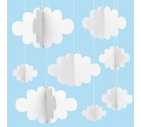 Vordpe 16-Pack Fake Clouds for Ceiling, 3D Cloud Hanging Decorations, Artificial Cloud Props, Cloud Ornaments for Children Room, Nursery, Baby Baptism Party, Wedding, Stage Decor (White)