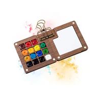 Vordpe Mini Palette, Portable Sketchbook Palette, Mini Travel Wood, Foldable Magnetic Palette, with 1 Clip for Watercolour Painting, Oil, Acrylic Painting (15 Grids)