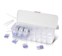 VORDRASSIL P-80 Daily Contact Lens Organizer with Remover & Tweezer, Disposable Lens Dispenser, Clear Plastic Box for All Brands (White)