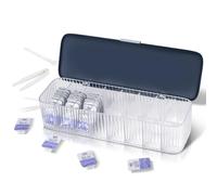 VORDRASSIL P-80 Daily Contact Lens Organizer with Remover & Tweezer, Disposable Lens Dispenser, Clear Plastic Box for All Brands (Blue)