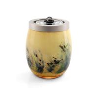VOREEN Handmade Glass Indoor Water Feature - Yellow Tabletop Water Fountain - LED Light Glass Fountain USB Powered for Home Décor, Zen Relaxation & Gift Use