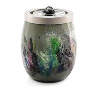 VOREEN Handmade Glass Indoor Water Fountain - Grey Tabletop Water Feature - USB Powered LED Glass Fountain for Home Décor, Zen Relaxation & Gift Use