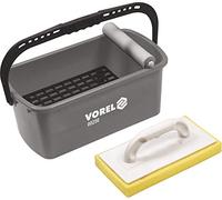 Vorel Professional Tile Wash Set 10 litres 4 Pieces with Wheel Attachment, Washboard, Bucket and Grid, Sturdy Design, 23 x 42 x 19 cm