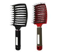 Voremy Ultra Detangler Magic Brush, Anti-Static Boar Bristle Hair Brush, Fast Blow Drying Hairstreaq Detangling Brushes for kids Women Men Long, Thick, Thin, Curly, Tangled Hair (Black + Red)