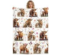 VorErgyllic Highland Cow Throw Blanket, Scottish Cow Flannel Blanket Soft Plush Fleece with Cute Cattle Print - Lightweight & Warm for Bed Couch Sofa Travel Gifts for Women Girls 100x130cm