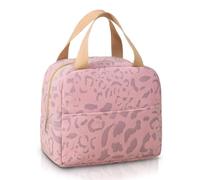 VorErgyllic Insulated Lunch Bag for Adults, Leopard Print Leakproof Thermal Tote Cooler Bag, Lightweight & Waterproof Lunchbox Tote Bag for Work Travel Picnic School Gym Daily Use Pink (White 7)