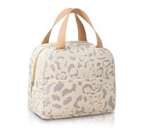 VorErgyllic Insulated Lunch Bag for Women Men, Leopard Print Leakproof Thermal Tote Cooler Bag Lightweight Thermal Lunchbox for Office, School, Gym, Beach, Travel, Picnic Beige (White 6)