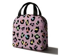 VorErgyllic Leopard Print Insulated Lunch Bag for Adults Children, Leakproof Cooler Bag Thermal Lunch Box Tote Bag for Work, Picnic & Travel, Lightweight & Portable Pink