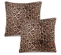 VorErgyllic Leopard Printed Pillow Covers, 2PCS Soft Plush Faux Fur Cushion Cover Sexy Decorative Square Throw Pillowcase Cushion Cover for Home Living Room Bedroom Sofa 45 x 45cm Wild Bright Brown