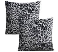 VorErgyllic Leopard Printed Pillow Covers with Leopard Design 2PCS Soft Plush Faux Fur Sexy Cushion Covers for Valentine's Day Bed Sofa Home (Black white)