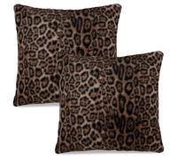 VorErgyllic Leopard Printed Pillow Covers with Printed Design 2PCS Soft Plush Faux Fur Sexy Cushion Covers for Valentine's Day Bed Sofa Home (Black Brown)