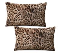 VorErgyllic Pillow Cases Pillowcases with Pink Bow & Heart Design 2PCS Soft Plush Faux Fur Bowknot Cushion Covers for Valentine's Day Bed Sofa Home (Leopard print - brown)