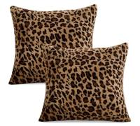 VorErgyllic Pillow Cases Pillowcases with Pink Bow & Heart Design 2PCS Soft Plush Faux Fur Bowknot Cushion Covers for Valentine's Day Bed Sofa Home (Dark leopard print)