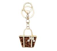 VorErgyllic Rhinestone Key Chain, Leopard Print Bag Shape Key-chain, alloy Pendant for Purse, Backpack, Gift for Girls, Mom, Friends Holidays, Birthdays, Halloween Valentine's Day Gift