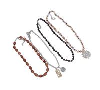 Vorezytla Geometric Stacked Necklace Set Multi Layer Coin Pendant Zinc Alloy Retro Necklace Multi Chain Combination Accessories Daily Stacked Neck Chain