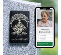 VorfahrQR QR Code Memorial Plaque for Tombstone, Memorial Page, Made in Germany, No Monthly Fees, 30 Year Guaranteed Access, Password Protected, Weatherproof, 5 x 8.5 cm
