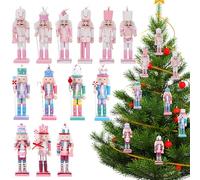VorFor 13 Piece Set Of Macaron Nutcracker Soldier, 12CM Nutcracker Christmas Decorations,Wood Ornament,Christmas Tree,Fireplace Mantel Decorations.