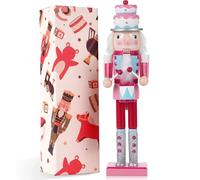 VorFor Cake Topper Drumming Nutcracker Soldier,38CM Macron Color Nutcracker Christmas Decorations,Wood Christmas Ornaments,Figures FireplaceDecorations.