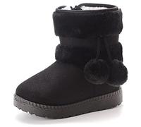 Vorgelen Girl's Winter Snow Boots Kids Fur Lined Warm Ankle Boots Toddler First Walking Shoes Soft Sole Cotton Booties (152 Black - Size 13 UK Child = Label 33)