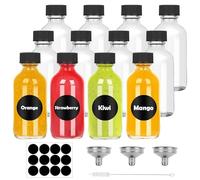 VORHOT Shot Bottles for Filling - 12 x 60 ml Mini Glass Bottles - Small Bottles for Filling with Juice, Liqueur & Ginger - Shot Glasses with Lid, Cleaning Brush, Pen, Funnel & 12 Labels