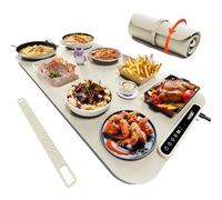 Voriah Warming Mat for Food, 27.5"x15.7" Large Electric Buffet Warming Tray, 7 Temp Levels, 99H Continuous Heat, ℉/℃ Switch, Patented Fast-Heat Design for Parties, Family Meals, Daily Use Apricot