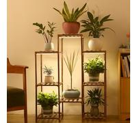 VORIGY Plant Stand with Grow Light, Plant Shelf Indoor with Full Spectrum Led Grow Light, Timer Function and Brightness Adjustment, 8 Tiered Wood Plant Stand Indoor for Corner | Patio | Living Room
