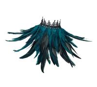 VORILO Dramatic Plume Collar Scarf Accessory with Lace Detail | for Masquerade Costume Themed Portrait Stage Wear