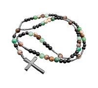 VORILO Natural Stone Crosses Pendant Necklace Accessory For Men Religious Jewelry Gift