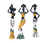 VORILO Pack of 3 African Lady Statue Figurine Tribal Woman Sculpture Vintage Decors