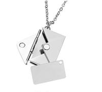 VORILO Valentine's Day Love you Secret Hidden Message Pendant Necklace Stainless Steel Can Open Photo Frame Envelope Necklace
