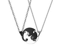 VorIrydian 2pcs Couples Split Puzzle Piece Matching Cat Pendant Necklace Gifts for Lovers Friends, Necklace for Women Men Long Distance Love Couple Friendship Necklace Jewelry 2Pcs Set