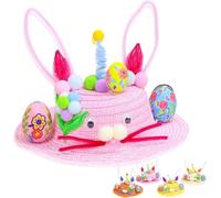 VorIrydian Easter Bonnet Set Easter Party Favors DIY Hats Learning Toy Handmade Beach Cap Make Your Own Easter Bonnet Hat for Easter Craft,EasterBonnet Kit