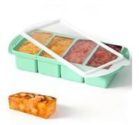 VorIrydian Soup Freezer Container, 1 Cup Silicone Freezer Tray with Lid, 4-Cup Compartments Large Ice Cube Moulds for Batch Cooking, Perfect for Storing Soup, Broth, Sauces, Batch Cooking