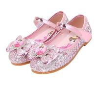 Vorkhuaeri Girls Elsa Princess Flats Kids Dress Up Shoes Carnival Birthday Party Costume Crystal Mary Jane (Rosa,10.5)