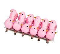 Vorkhuaeri Xmas Artificial Robin Clip On Glitter Bird, Christmas Tree Decor Ornament, Mini Birds Crafts Decor Sets for Home Garden Party Gift (Pink)