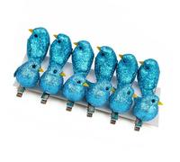 Vorkhuaeri Xmas Artificial Robin Clip On Glitter Bird, Christmas Tree Decor Ornament, Mini Birds Crafts Decor Sets for Home Garden Party Gift (Blue)