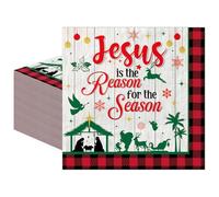 VorkiVecKi Christmas Napkins Party Decorations - 50 Pcs Jesus Is the Reason for the Season Paper Napkin Disposable Nativity Dinner Decorative Serving Happy Birthday Religious Xmas Table Supplies Decor