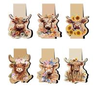 VorkiVecKi Highland Cow Magnetic Bookmarks - 6 Pack Irregular Shapes Magnets Book Marks Aesthetic Sublimation Animal Paper Art Mark Boys Girls Student Women Teacher for Party Office Accessories Gift