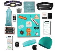 Vorlich® Running Gift Box - 13 Essential Items for Runners, Includes Running Belt, Anti-Chafing Balm, LED Headtorch, Folding Water Bottle & More (Aqua)