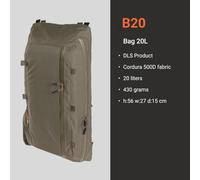 Vorn B20 - Bag 20L Fog Green Side Opening Zipper for Quick Access to Main Compartment, Front Compartment
