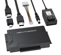 VoroDcip Hard Drive Adapter, USB 3.0 & Type C to IDE SATA, 6GBps Data Transfer, 12V/2A Power, Black, 6x4.5x2 inches, Compatible with 2.5"/3.5" HDD/SSD/IDE, Windows/Mac/Linux