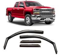 Voron Glass in-Channel Extra Durable Rain Guards for Trucks Chevrolet (Chevy) Silverado/GMC Sierra 2014-2018 Double Cab, Window Deflectors, Vent Window Visors, 4 Pieces - 230092