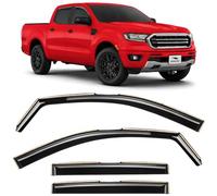 VORON GLASS in-Channel Extra Durable Rain Guards for Trucks Ford Ranger 2019-2021 SuperCrew, Window Deflectors, Vent Window Visors, 4 Pieces - 220160