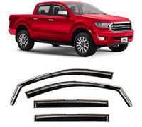VORON GLASS in-Channel Extra Durable Rain Guards for Trucks Ford Ranger 2019-2021 SuperCrew, Window Deflectors, Vent Window Visors, 4 Pieces - 220160